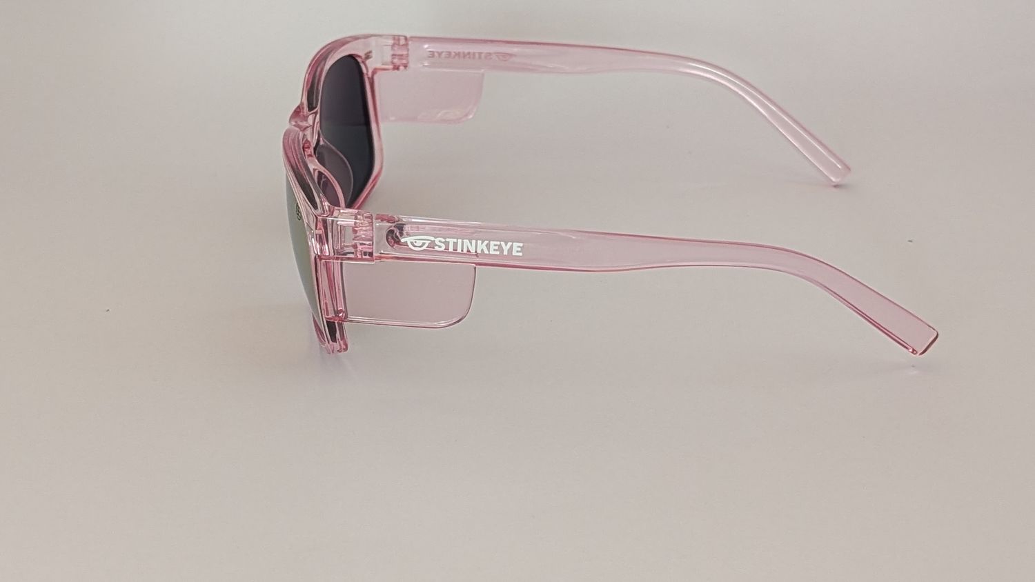 Safety Glasses - The Model "T" Clear Pink Frame with Pink Revo Polarised  Lens