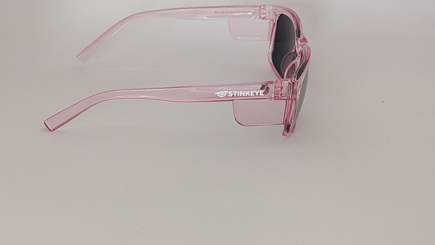 Safety Glasses - The Model "T" Clear Pink Frame with Pink Revo Polarised  Lens