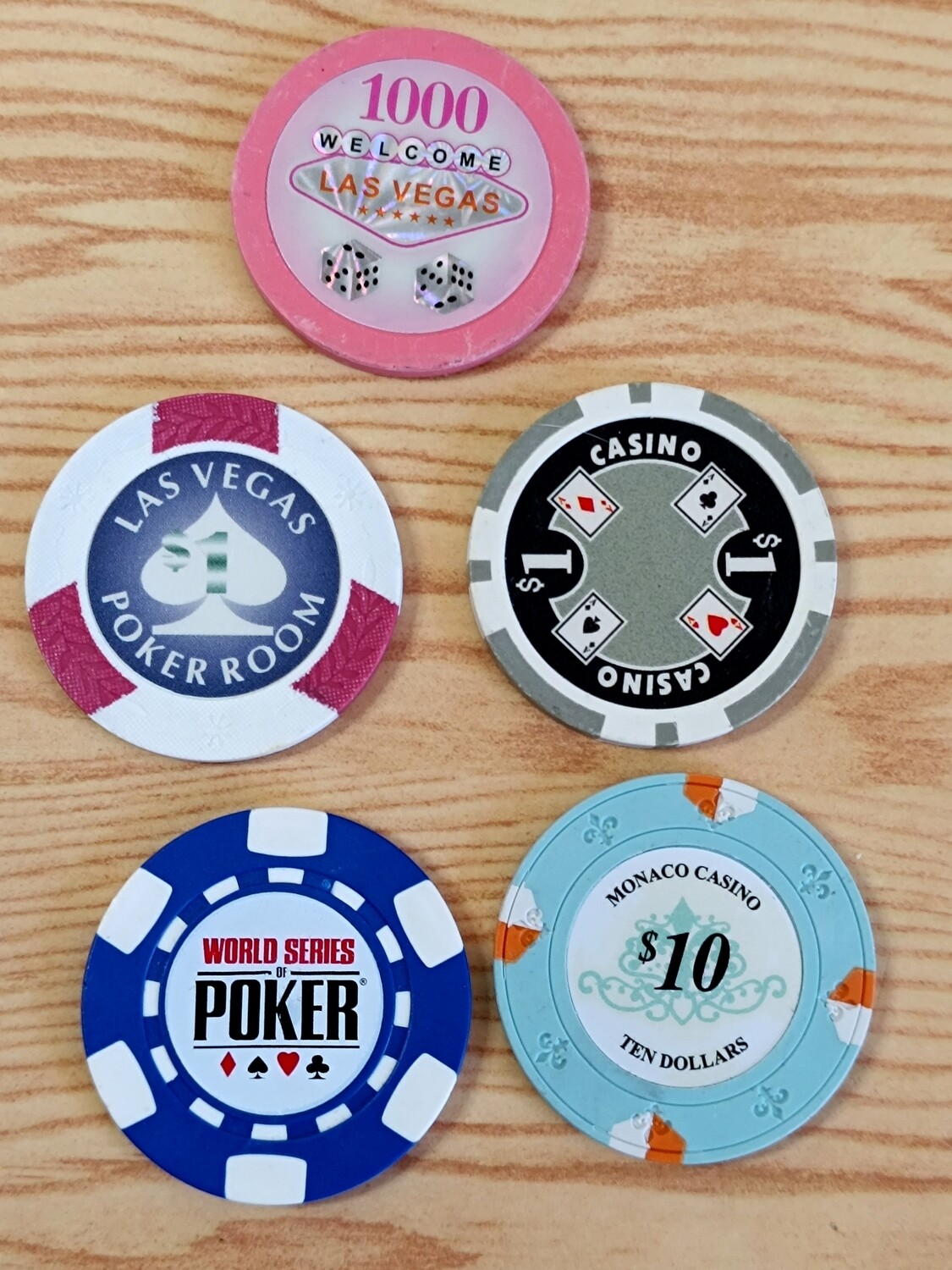 LOT DE 5 JETONS DE LAS VEGAS (5)