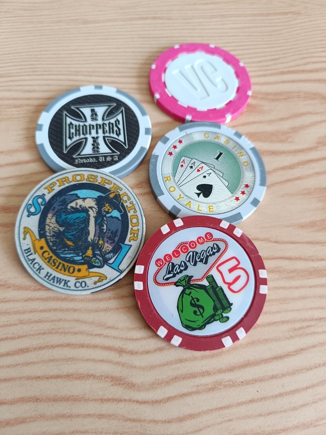 LOT DE 5 JETONS DE LAS VEGAS (G)