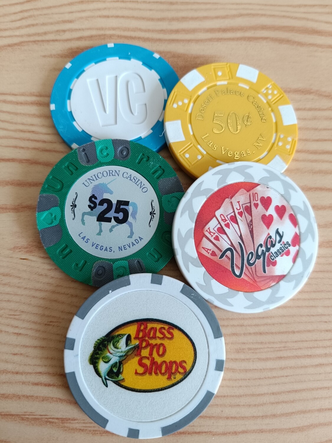 LOT DE 5 JETONS DE LAS VEGAS (H)