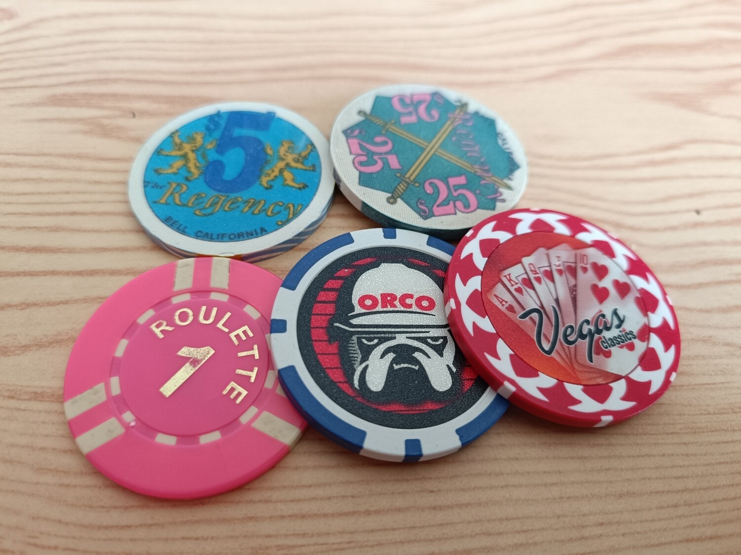 LOT DE 5 JETONS DE LAS VEGAS (I)