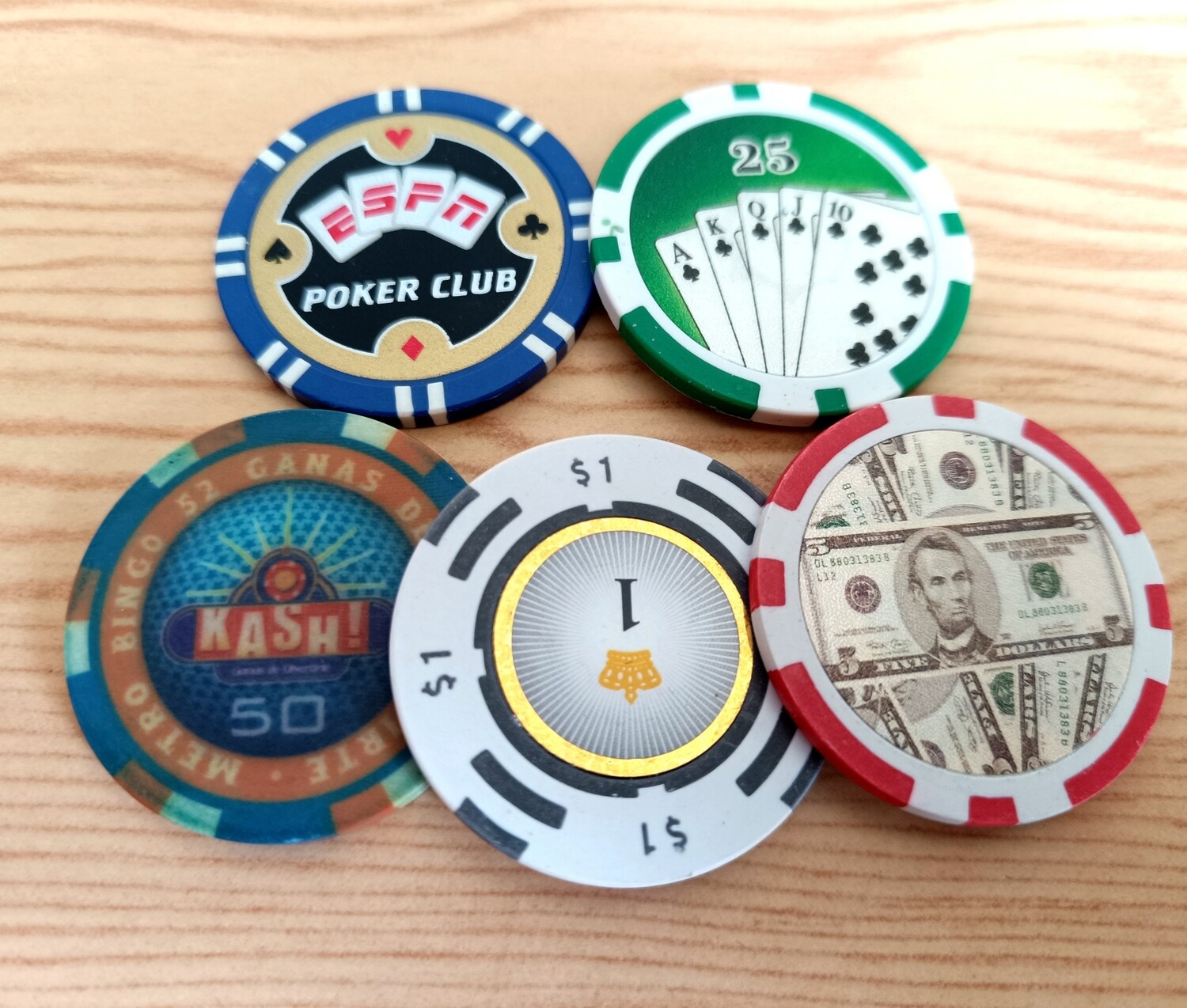LOT DE 5 JETONS DE LAS VEGAS (N)