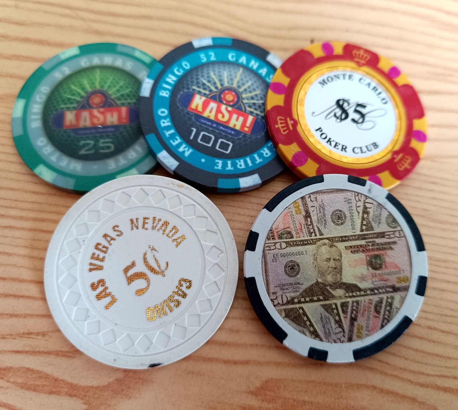 LOT DE 5 JETONS DE LAS VEGAS (0)
