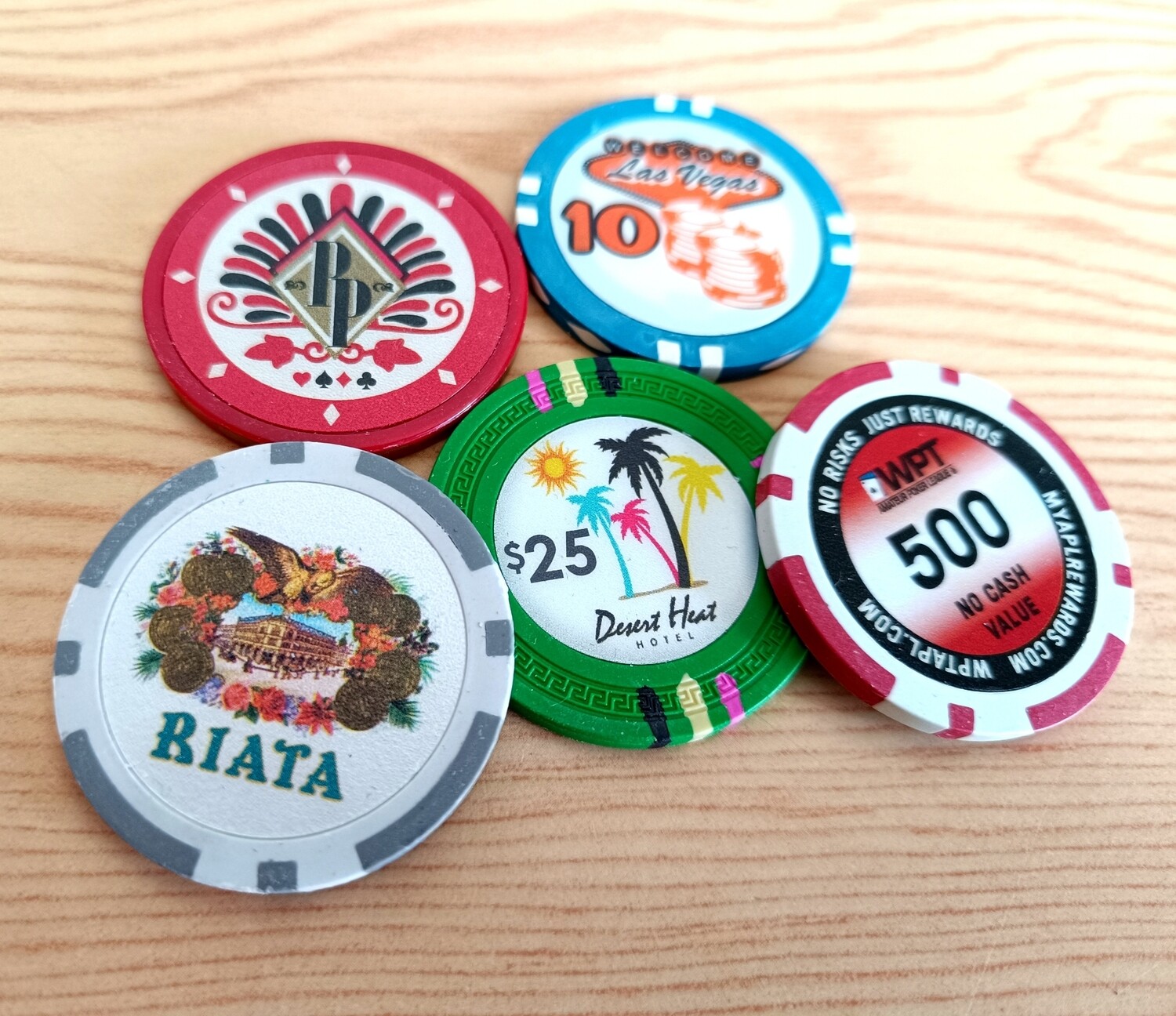 LOT DE 5 JETONS DE LAS VEGAS (P)