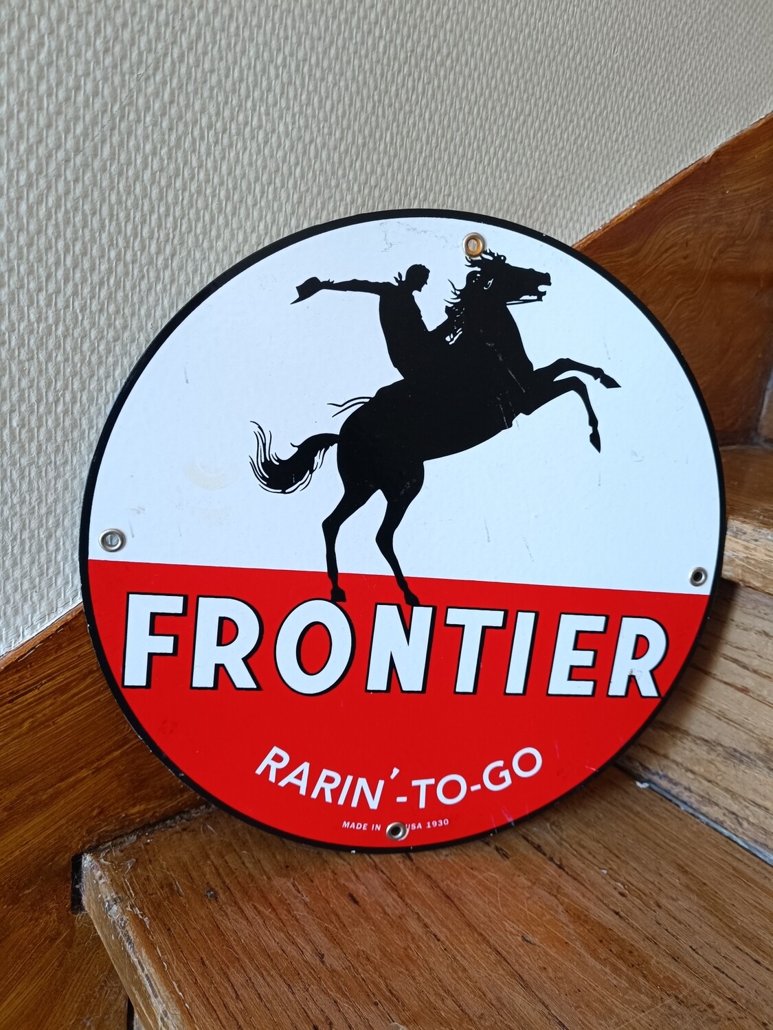PLAQUE FRONTIER MADE IN USA 🇺🇸 MÉTAL ÉMAILLÉ