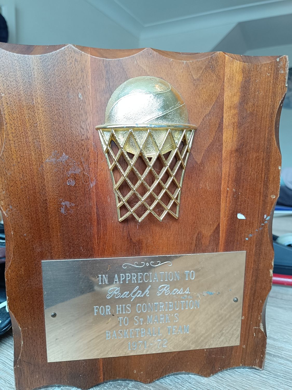 PLAQUE COMMÉMORATIVE 1971-1972 BASKET