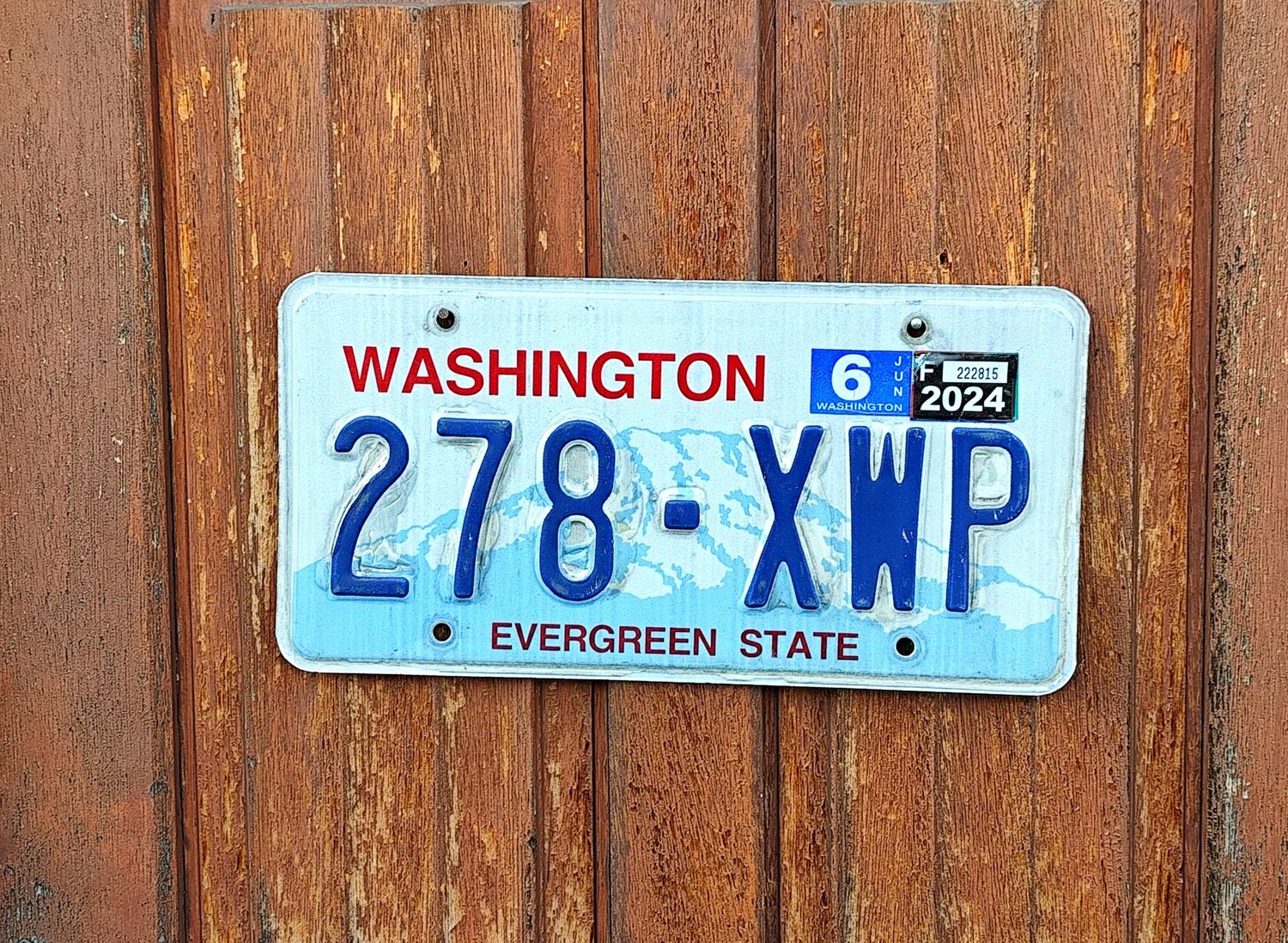 PLAQUE D&#39;IMMATRICULATION DE L&#39;ÉTAT DE WASHINGTON 