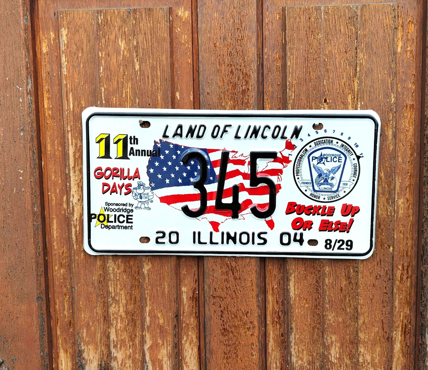 PLAQUE ILLINOIS POLICE GORILLA DAYS (345)