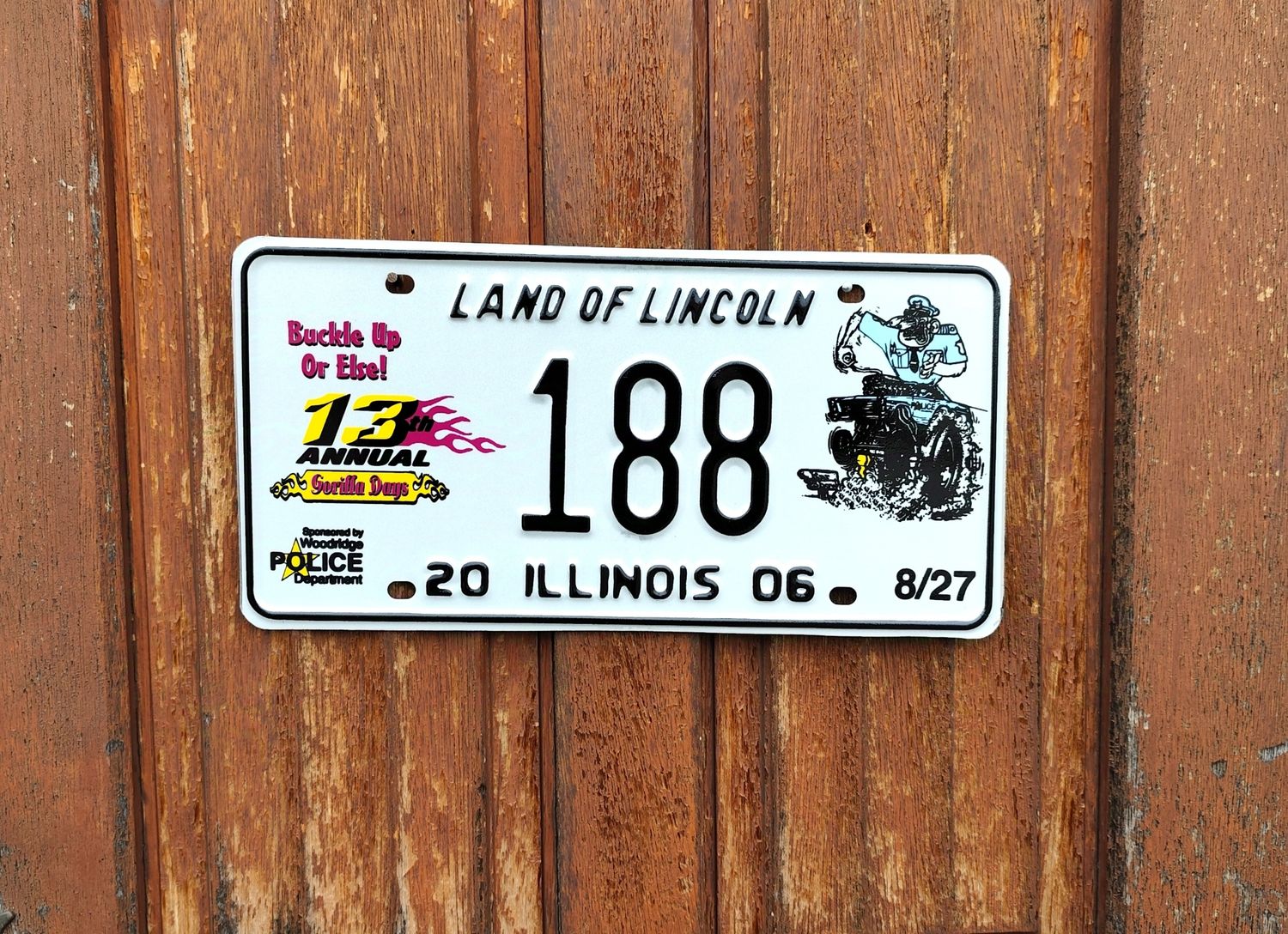 PLAQUE ILLINOIS POLICE GORILLA DAYS (188)