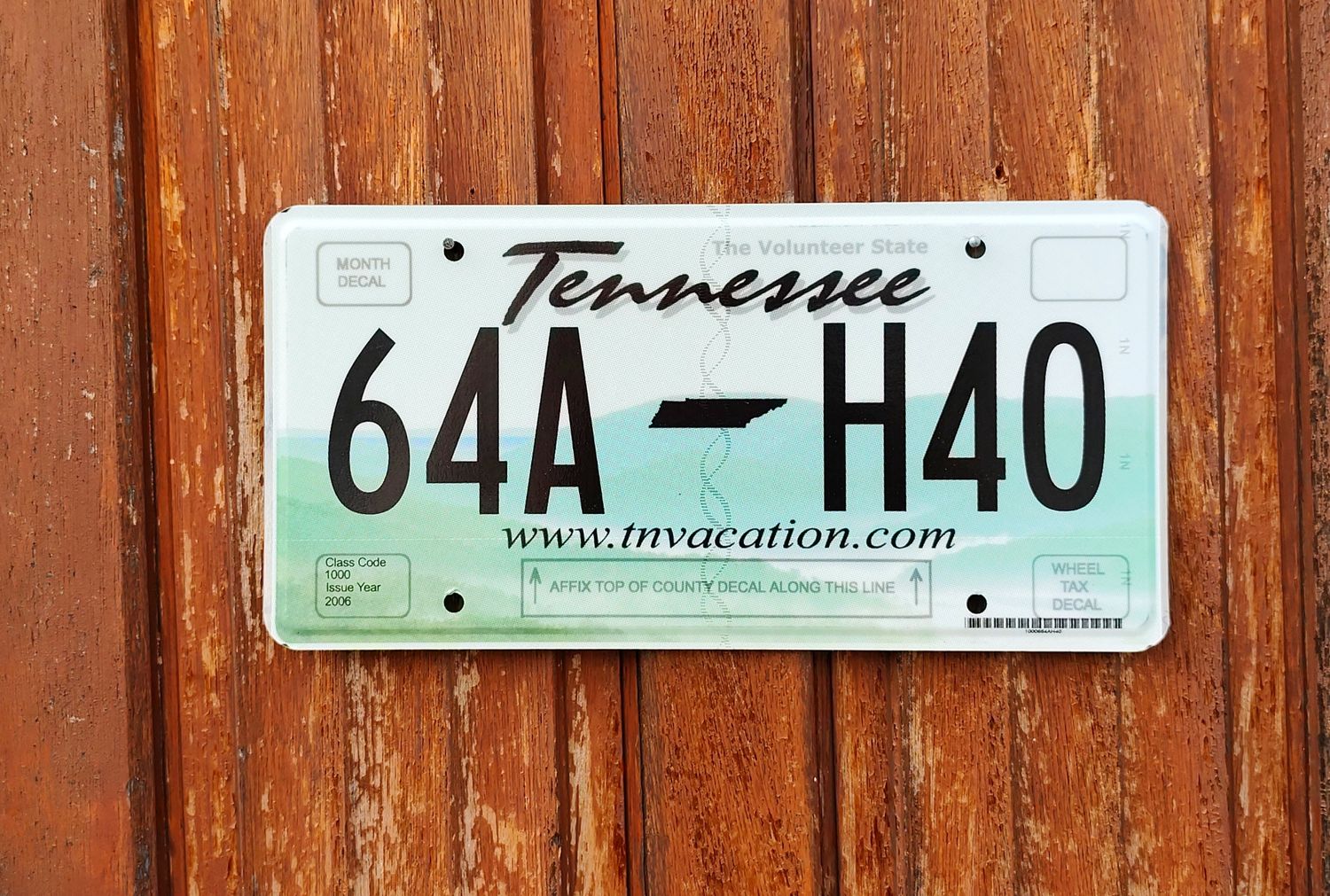 PLAQUE DU TENNESSEE 