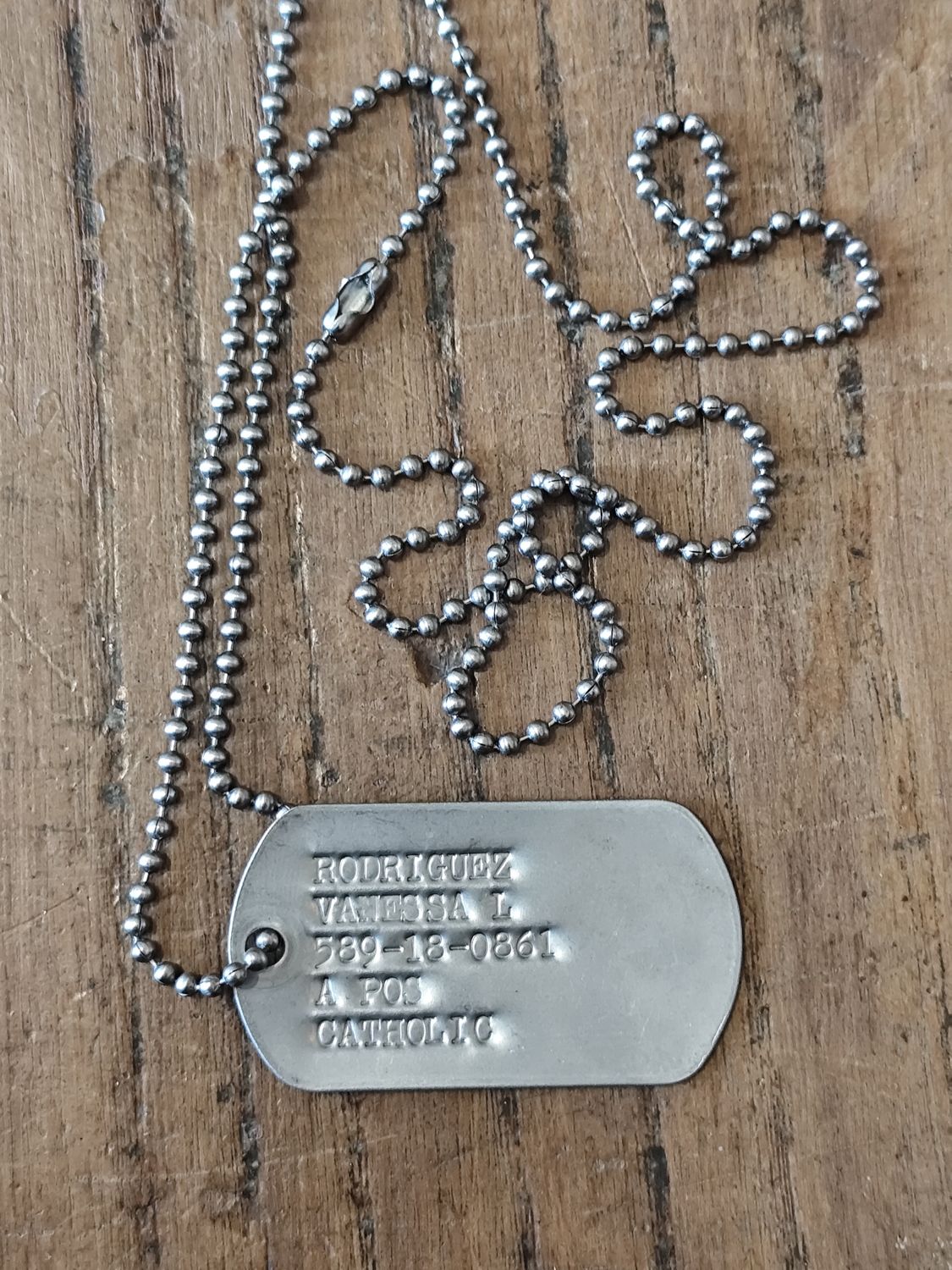 DOG TAG CHAINE MILITAIRE AUTHENTIQUE