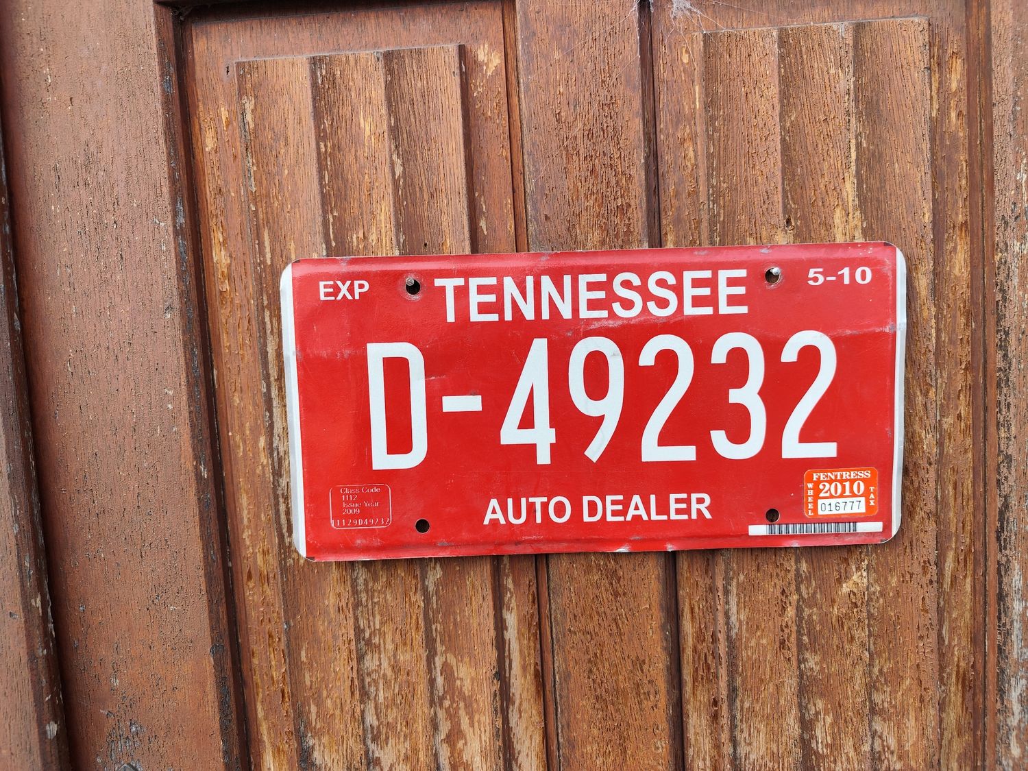 PLAQUE DU TENNESSEE AUTO DEALER 