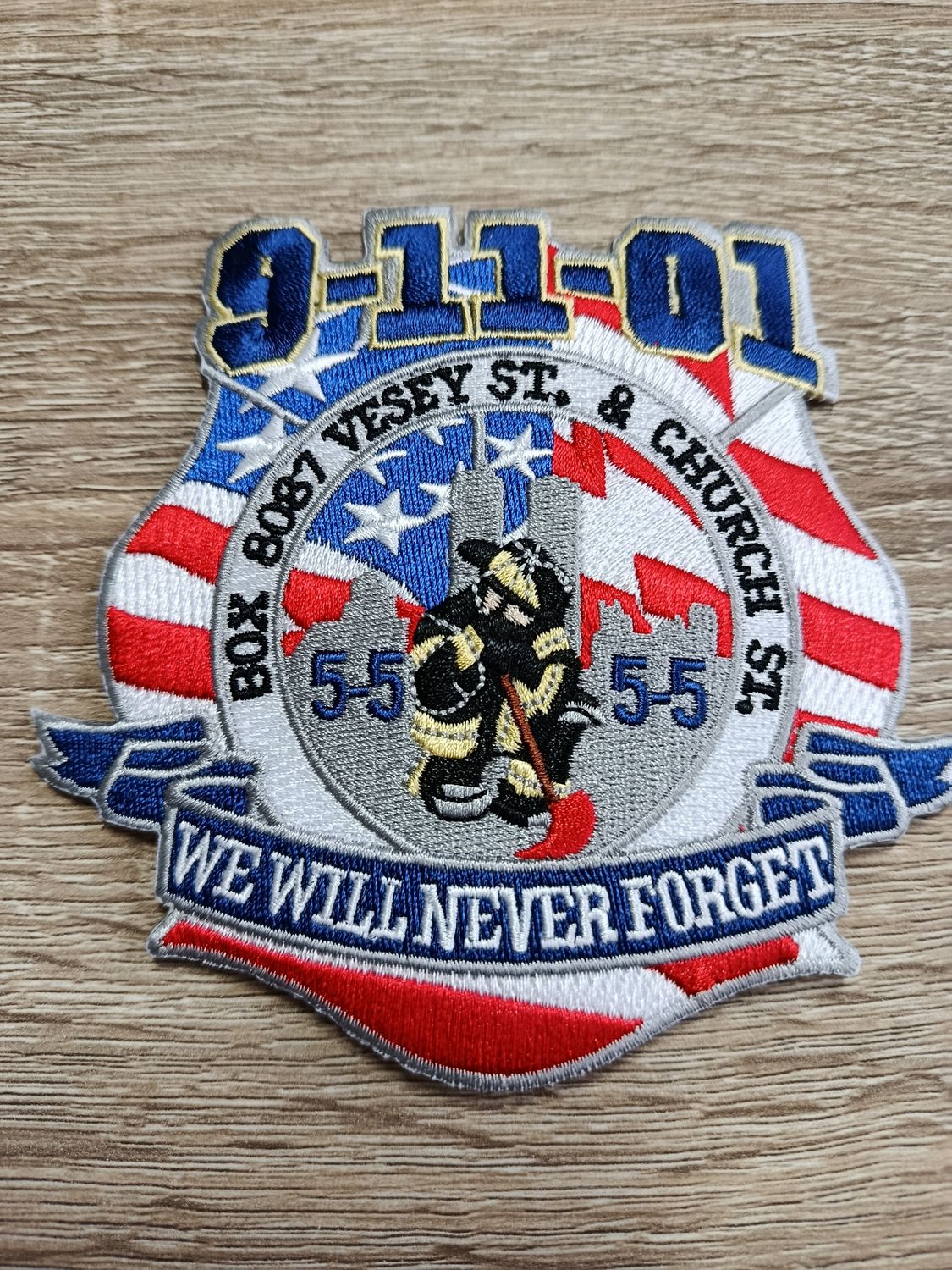 ÉCUSSON DU 11 SEPTEMBRE WE WILL NEVER FORGET 