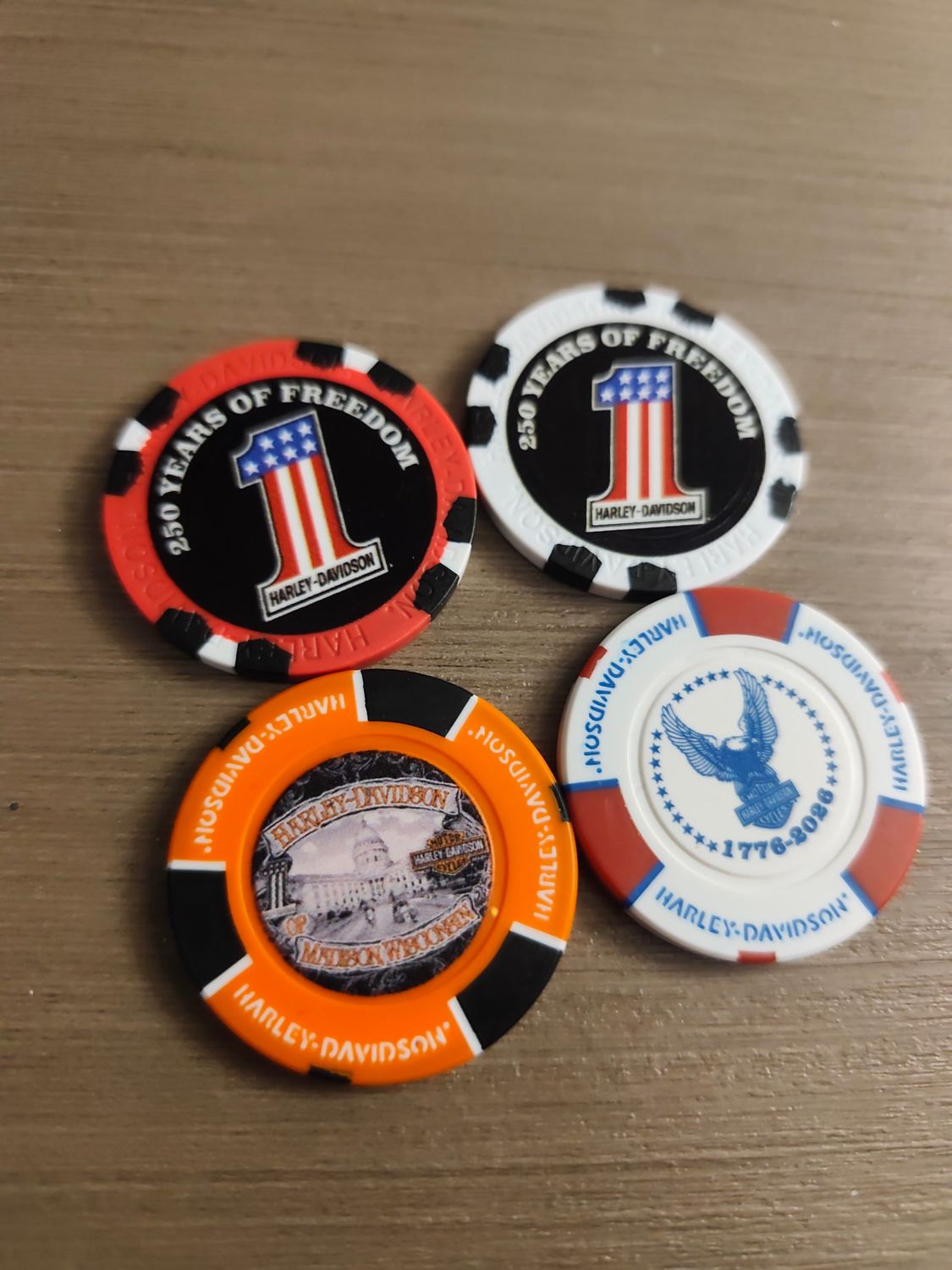 4 JETONS HARLEY POUR ANGÉLIQUE