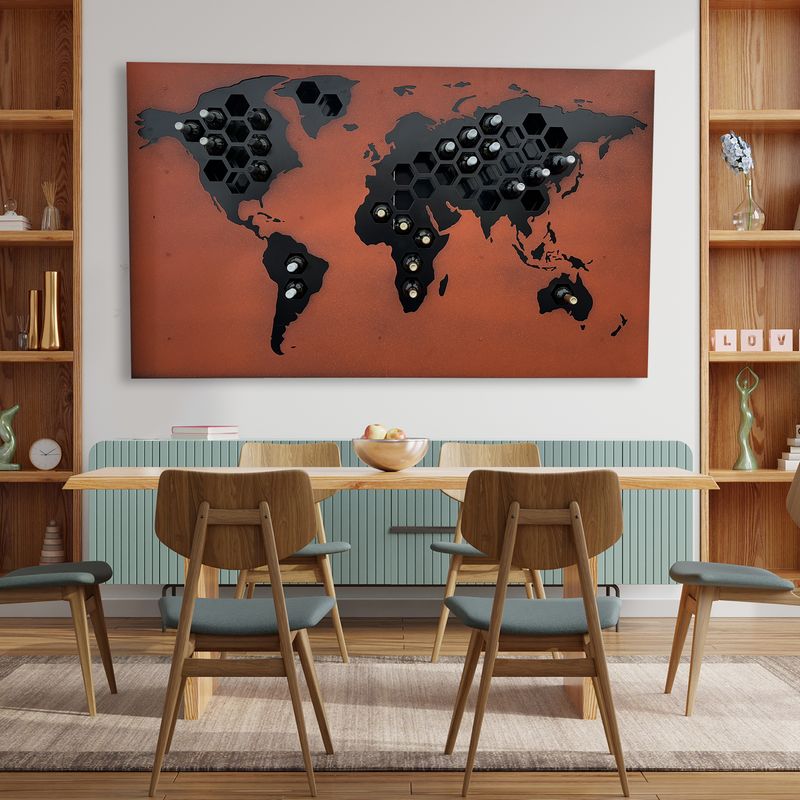 SPECIALE AANBIEDING : kosteloze montage indien wijnrek is besteld in de maanden juli en augustus. (in Nederland, excl de Waddeneilanden) Het wijnrek met de vorm van de wereldkaart heeft een buitenwerkse maat van ca. 200 cm x 120 cm x 19 cm. (br SPECIALE AANBIEDING : kosteloze montage indien wijnrek is besteld in de maanden juli en augustus. (in Nederland, excl de Waddeneilanden) Het wijnrek met de vorm van de wereldkaart heeft een buitenwerkse maat van ca. 200 cm x 120 cm x 19 cm. (br