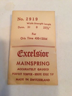 Excelsior #2919 TIME Mainspring for ORIS models 430-120M Clock