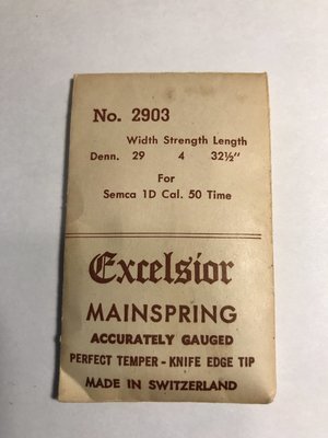 Excelsior #2903 TIME Mainspring for Semca 1D Model 50 - Steel