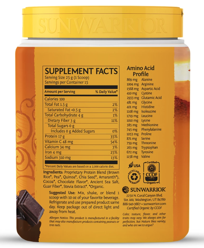 SunWarrior Organic Classic Plus Protein 375g