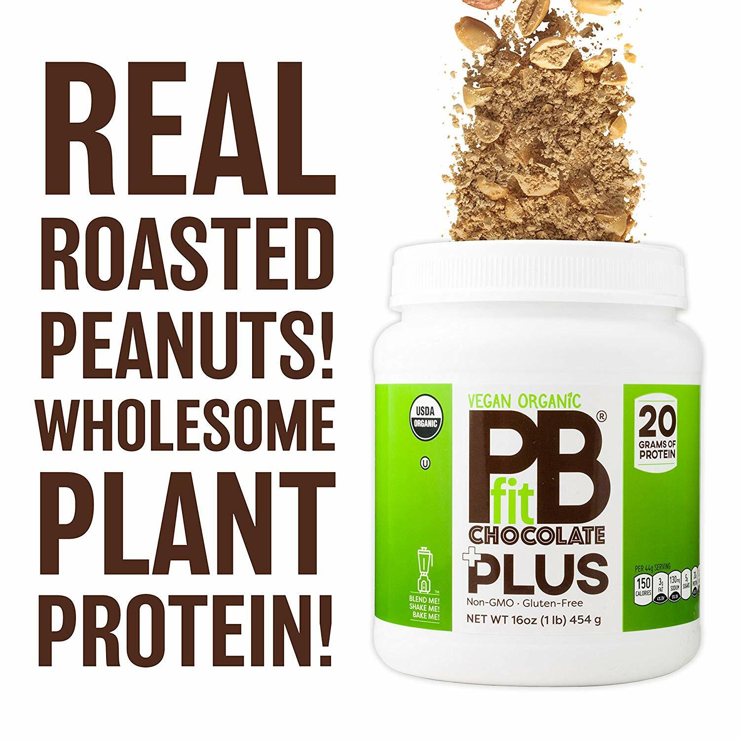 PBfit Vegan Organic Chocolate Plus Protein - 1lb