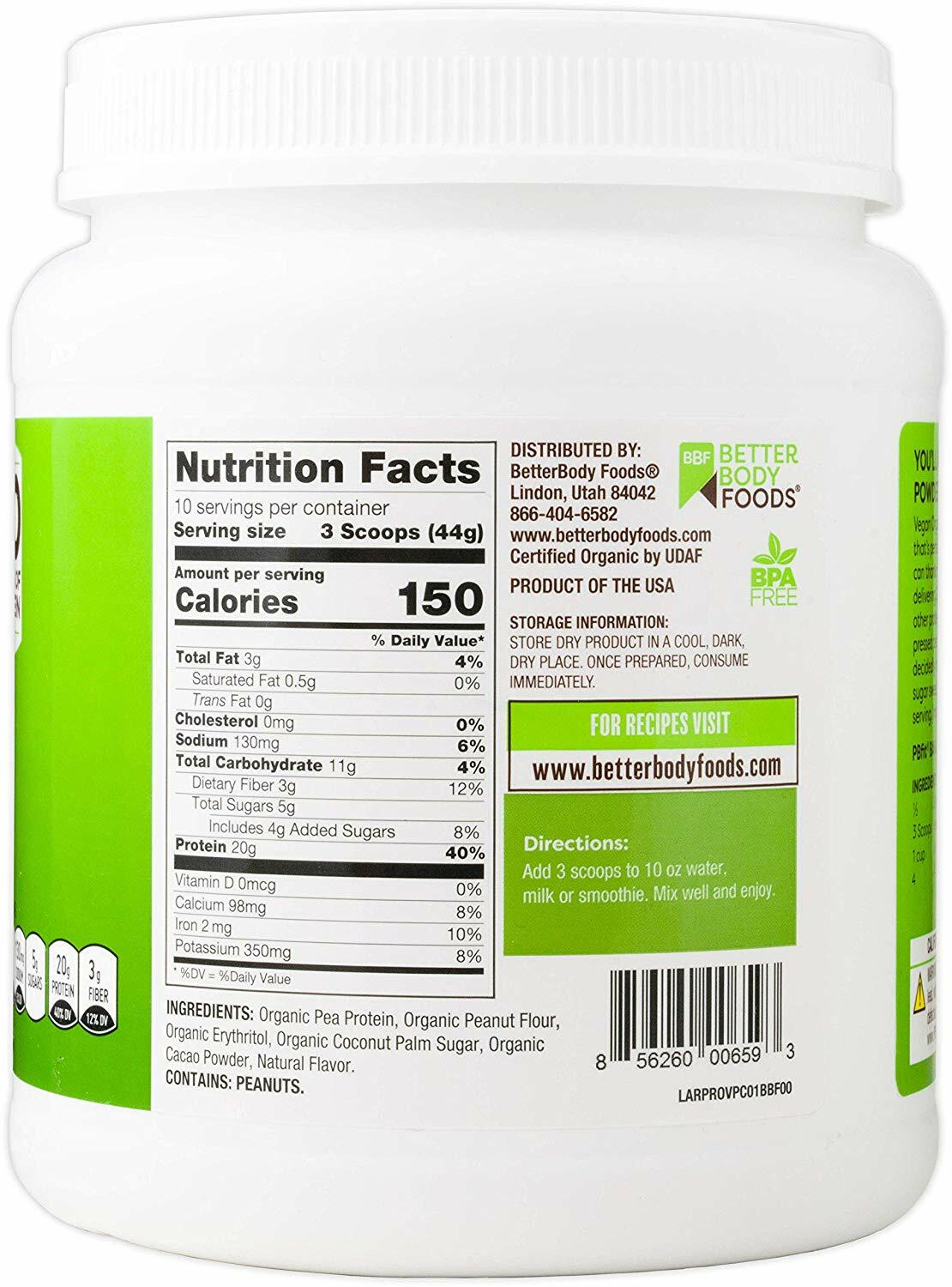PBfit Vegan Organic Chocolate Plus Protein - 1lb