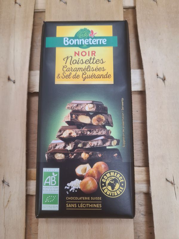 Chocolat Noir Noisettes Caramélisées &amp; Sel de Guérande