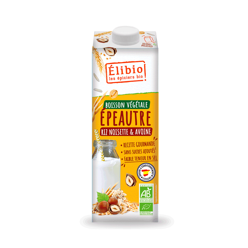 Boisson végétale Epeautre Riz Noisette Avoine ELIBIO