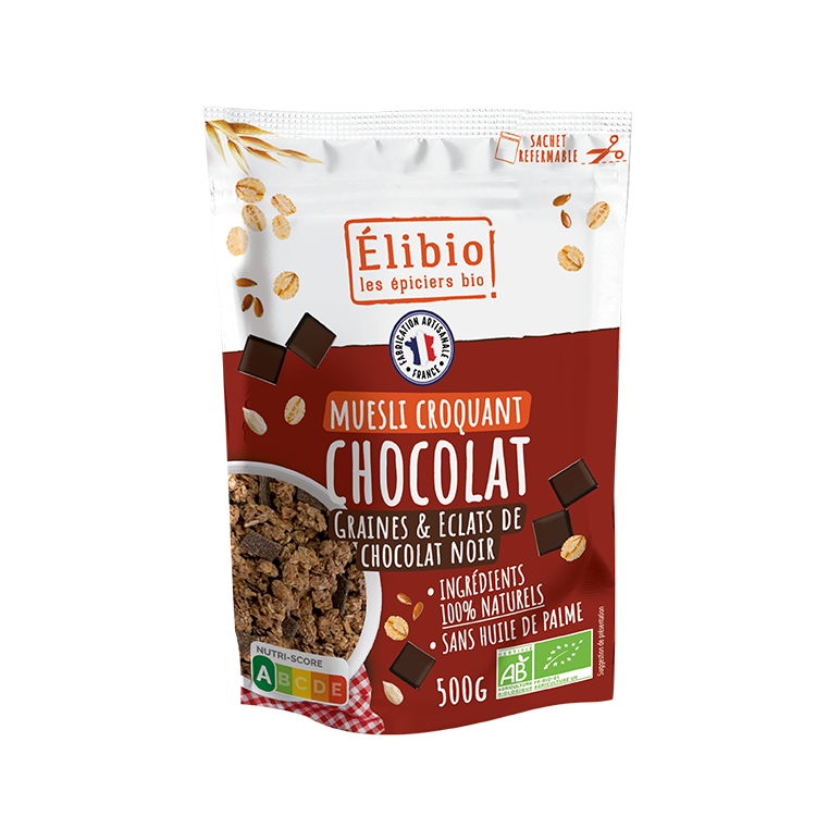 Muesli croquant au Chocolat ELIBIO 500 G Muesli croquant au Chocolat ELIBIO 500 G