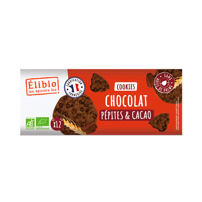 Biscuits Cookies tout Chocolat  ELIBIO 175G