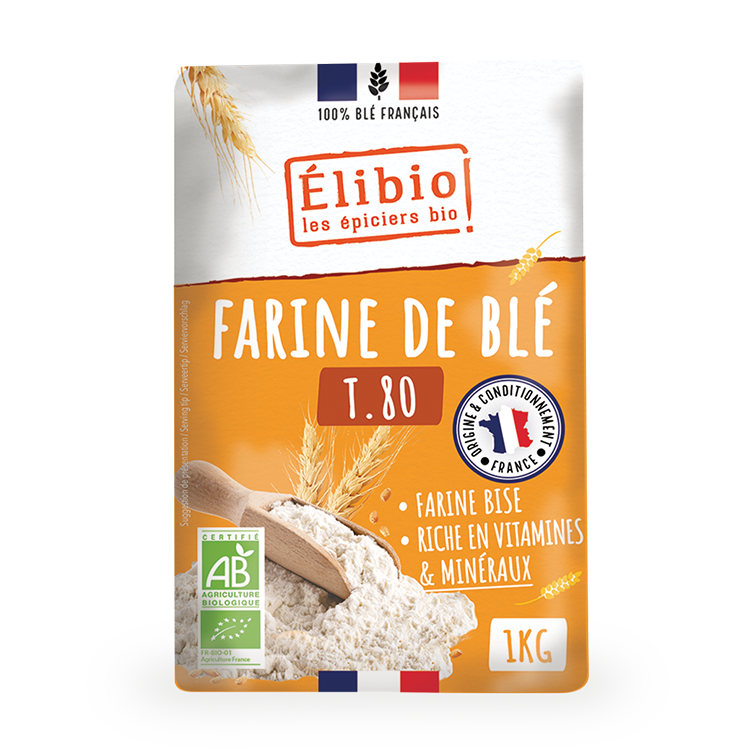 Farine de Blé Semi-Complète T80 ELIBIO 1KG