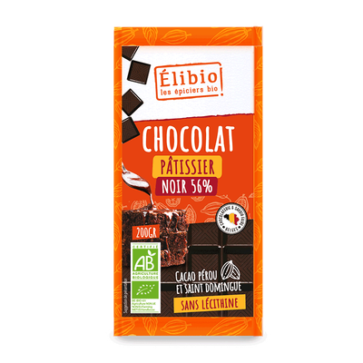 Chocolat Pâtissier Noir 56% Pérou &amp; ST DOMINGUE  ELIBIO 200G