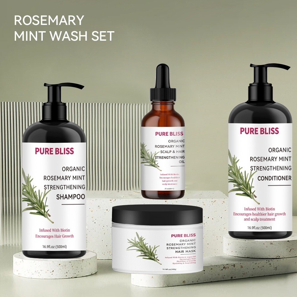 ORGANIC ROSEMARY MINT WASH SET AND HAIR STRENGTHENING  OIL