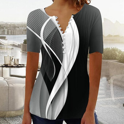 2023 Summer Short Sleeve Tops for Women UK Trendy Casual Floral Graphic Shirts Tunic Blouses Plus Size Crew Neck Boho Henley Tees