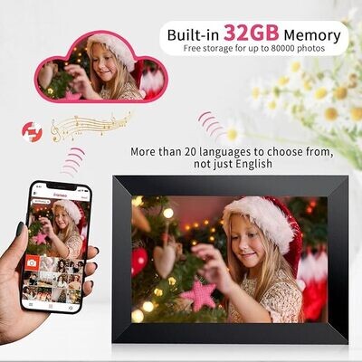 Dora Sicom Frame digital photo frame remote upload 32GB Memory1280x800 IPS LCD Touch screen 10.1&#39;&#39; WiFi，digital picture frame electronic Auto-Rotate and Audio，Share Photos or Videos via the Frameo App