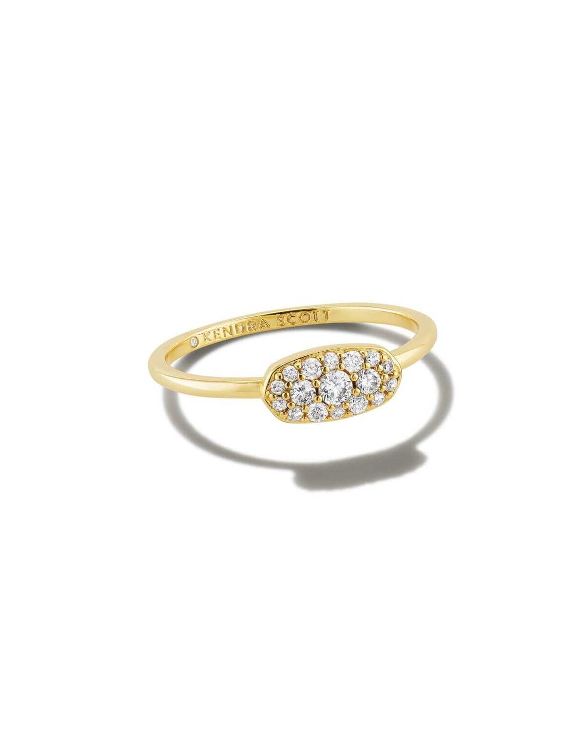Grayson Crystal Band Ring GOLD, Color: WHITE CRYSTAL, Size: 7