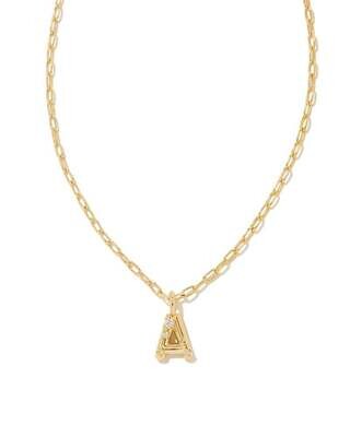 Crystal Letter Pendant Necklace GOLD METAL 