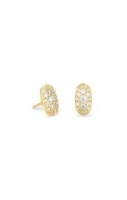 Grayson Crystal Stud Earring GOLD METAL WHITE