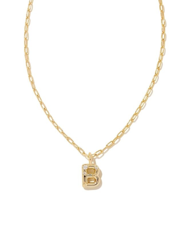 Crystal Letter Pendant Necklace GOLD METAL 
