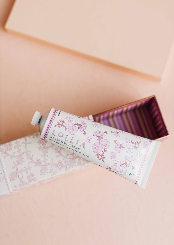 Sophisticated pattern play of vintage cabbage rose and modern floating peonies in a lovely little box.