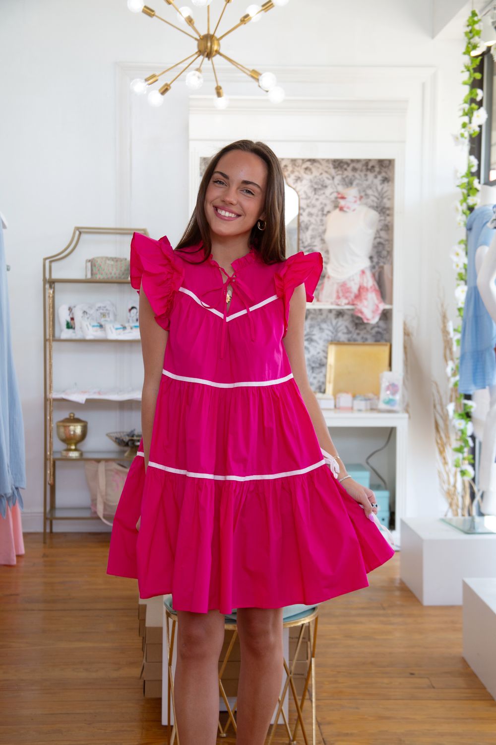 Lena Sleeveless Mini Dress, Color: FUCHSIA, Size: SMALL