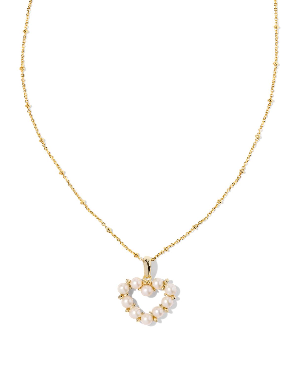 Ashton Heart Pendant Necklace , Color: GOLD, Size: WHITE PEARL
