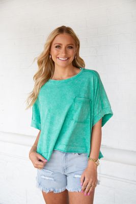 Big Win Oversized Washed Crop Comfy Top
