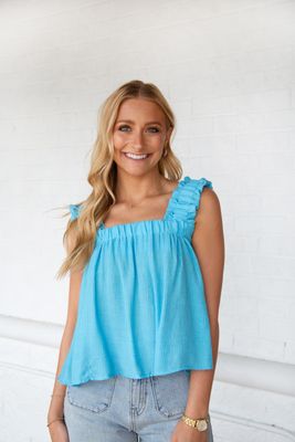 Cool &amp; Collected Ruffle Sleeveless Top