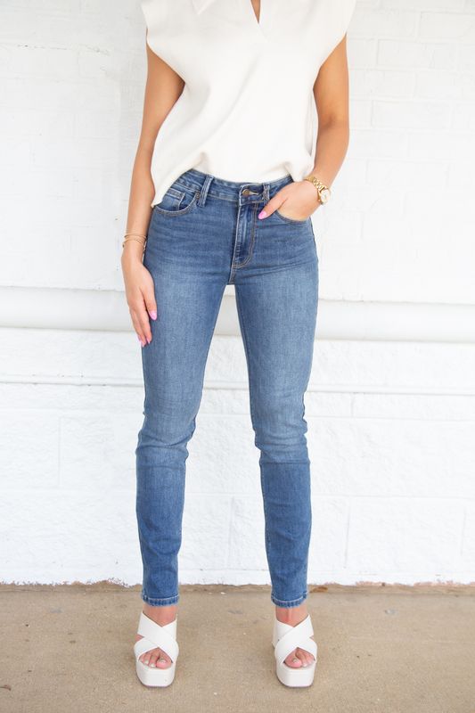 Back With You Mid Rise Slim Straight Leg Jean