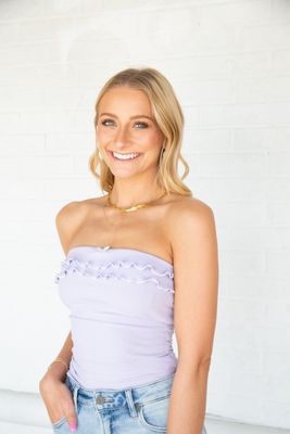 Time Rolls By Ribbed Strapless Top