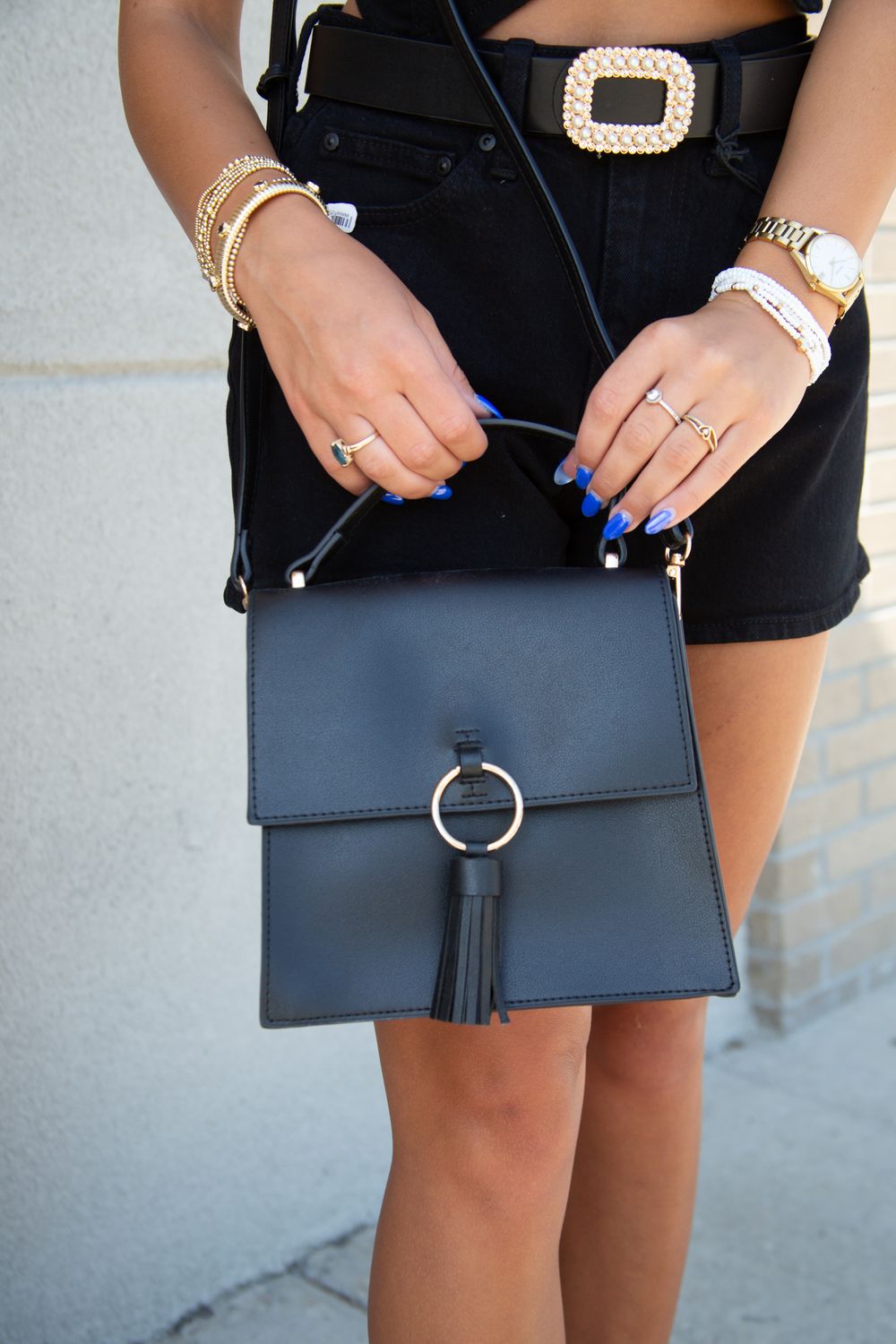 Fashion Ring Tassel Crossbody Purse