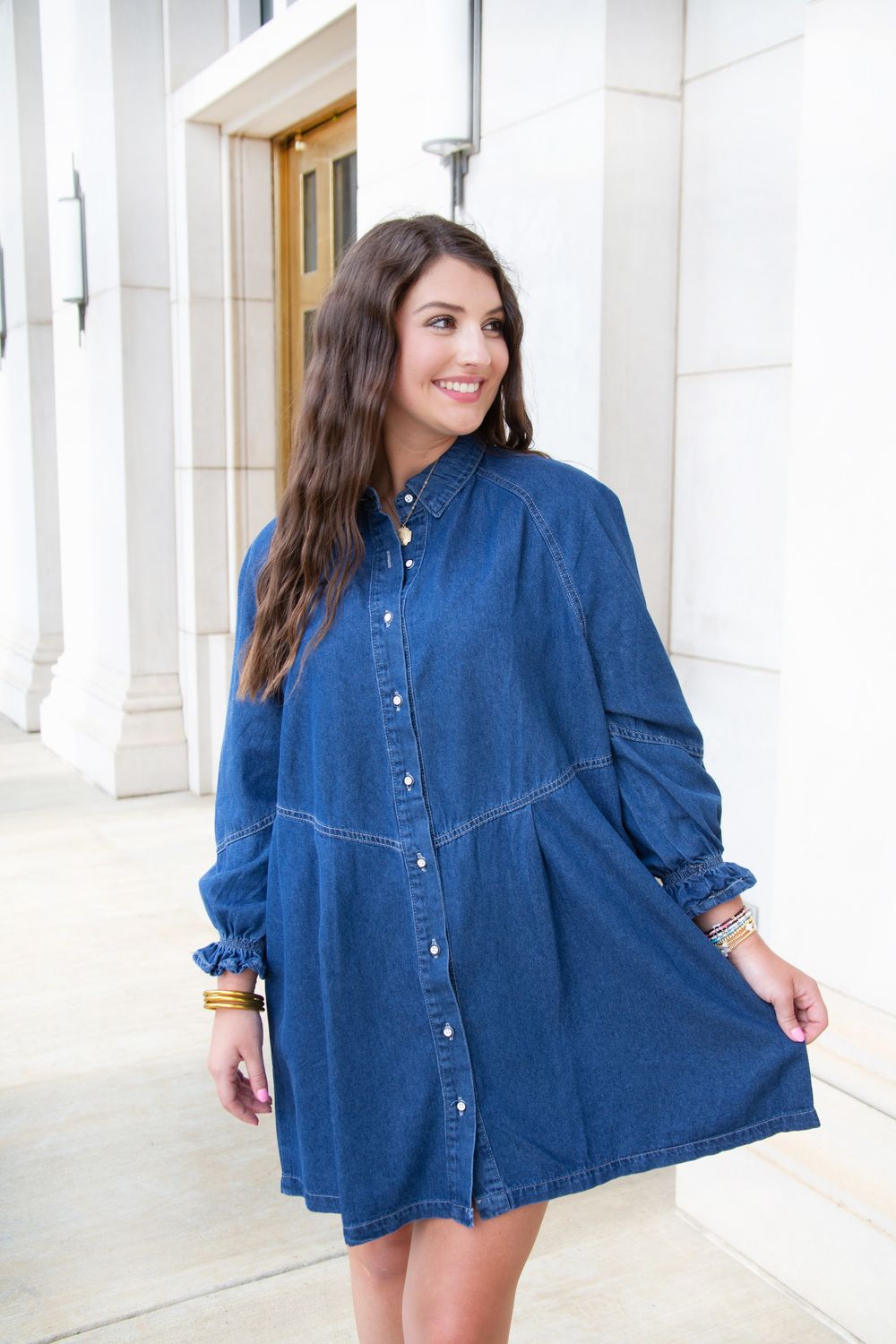Angel Like You LS Spliced Denim Dress