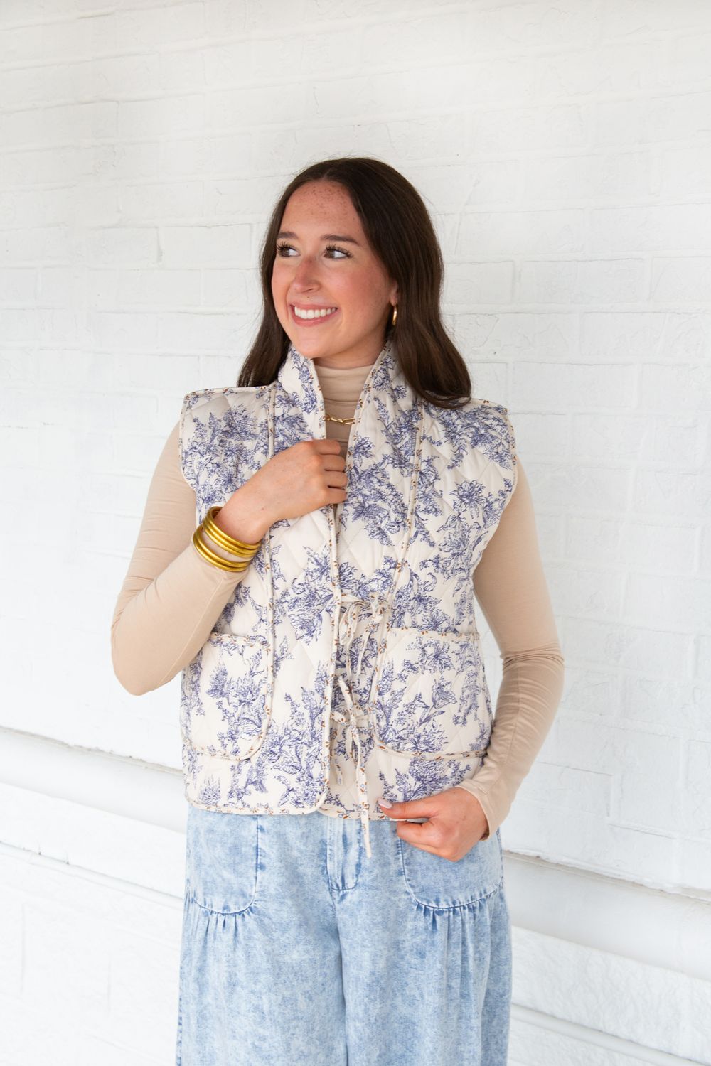 Forgotten Promises Floral Print Quilted Vest