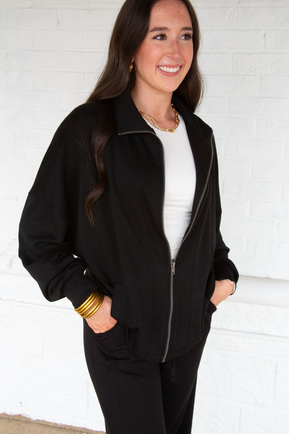 Where We Going High Neck Zip Up Jacket