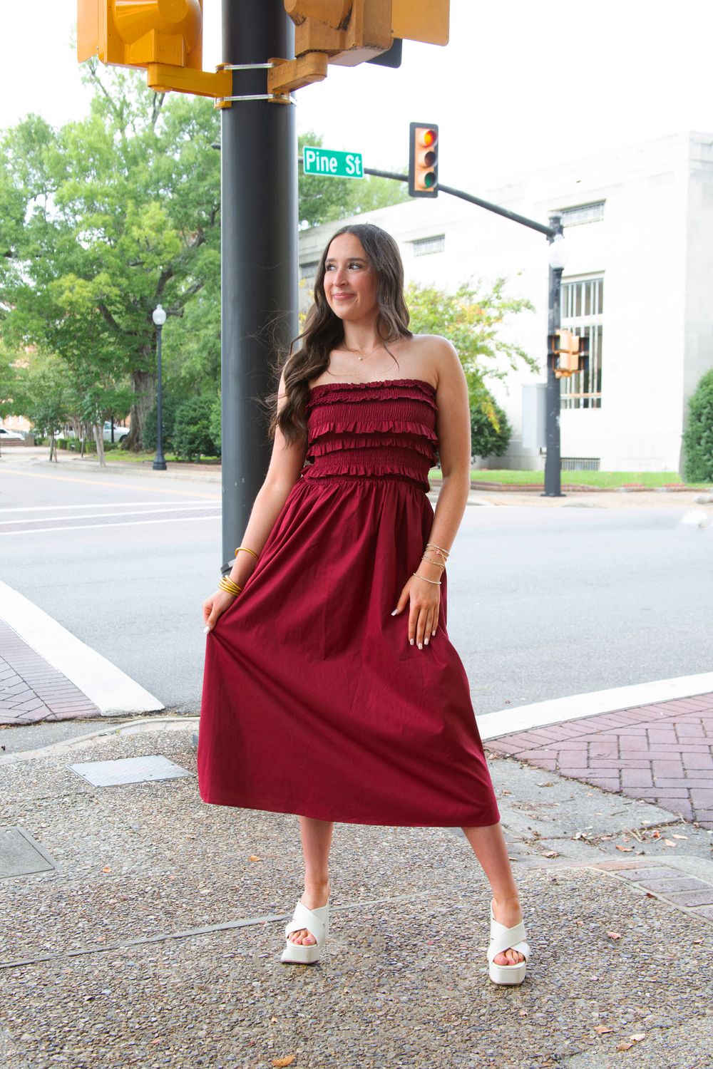 You Make it Easy Smocked Ruffle Strapless Dress